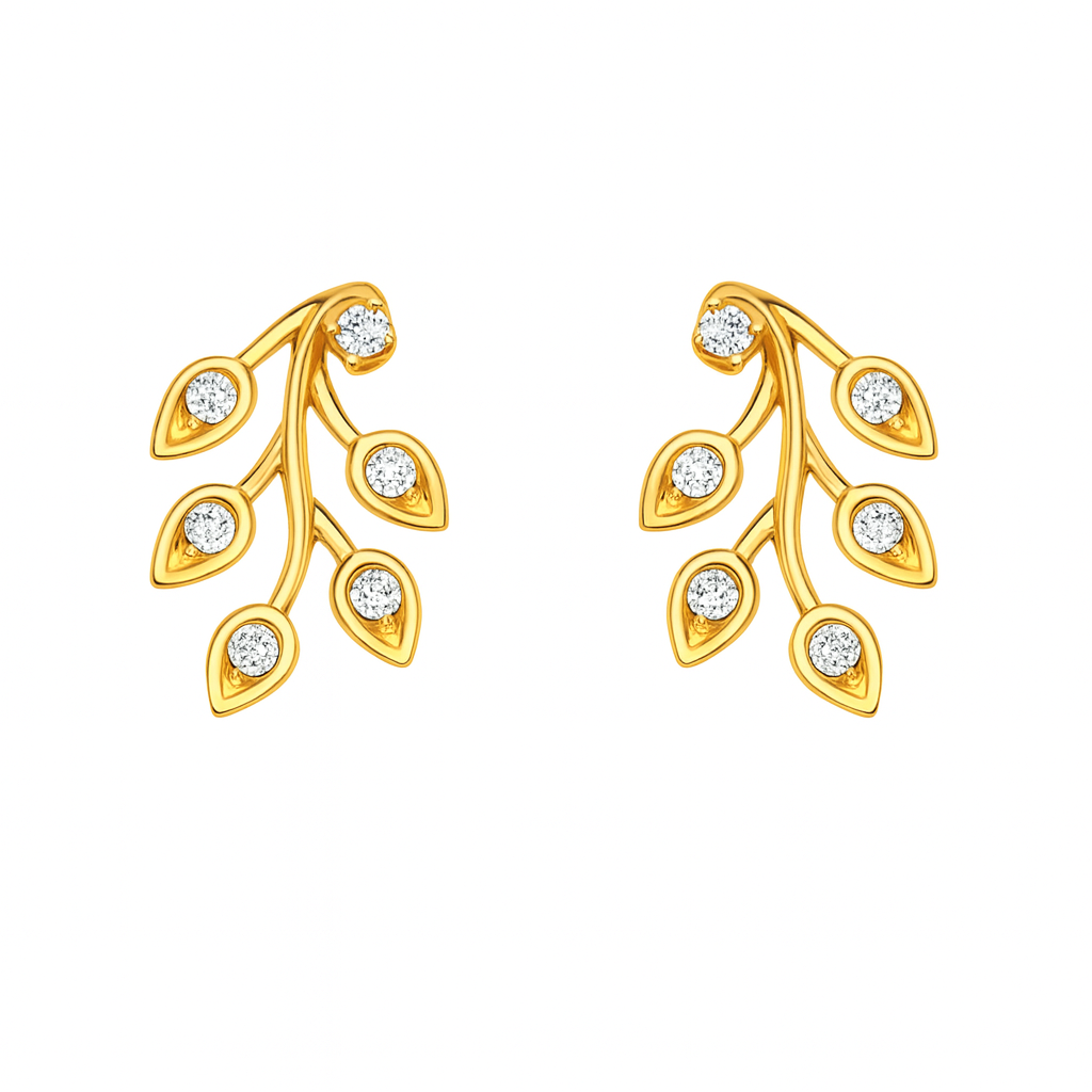 Beautiful 18 Kt Gold  Natural Diamond Earing